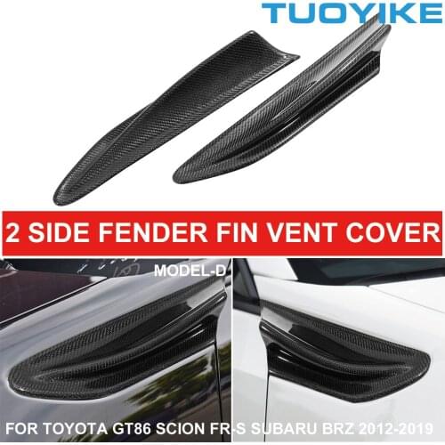 2PCS LHD RHD Car Styling Real Carbon Fiber Side Fender Fin Vent Trim Cover Sticker For Toyota GT86 Scion FR-S Subaru BRZ 2012-19