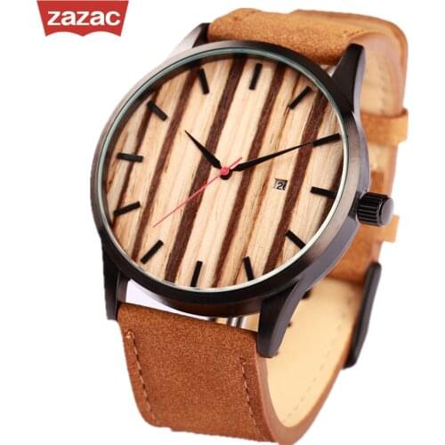 2017 Top Fashion Wooden Watch For Women Men Vintage Leather Quartz Wood Dress Clock New Luxury Genuine Strap Wristwatches