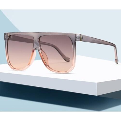 2020 Fashion Gray Tea Square Sunglasses For Women Vintage Overszied One Piece Sun Glasses Female Clear Lens Eyewear Men Shades