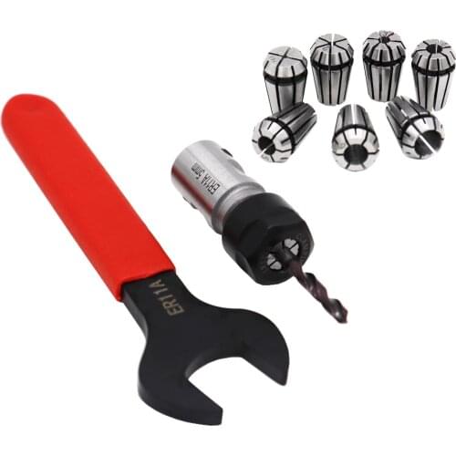 7Pcs ER11 1-7mm Spring Collets Chuck With ER11A 5mm Motor Shaft Holder Extension Rod,Giving a ER11A Type Wrench