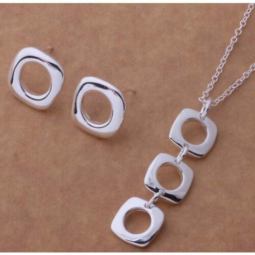 AS037 Lucky Silver Color 925 Jewelry Sets For Women Earring 239 + Necklace 239 /befajvma Acfaitma