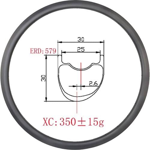 29er MTB XC 30x30mm asymmetric carbon fiber rim 30mm deep UD matte glossy Hookless clincher tubeless cross country mountain bike