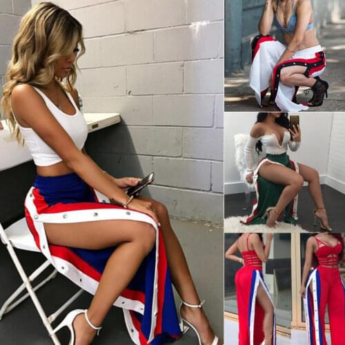 Womens Cut Split Side Buttons Wide Leg Jogger Casual Long Pants Spring Summer Fashion Sexy Trousers