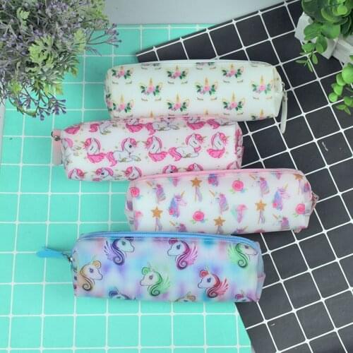 Unicorn Pencil Case Korean Stationery Pencil Pouch Creative Student Kawaii Bag High Capacity Pencil Cases Cute School Supplies