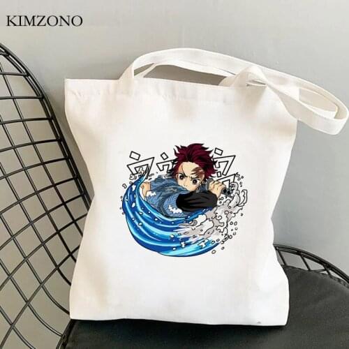 Demon Slayer Kimetsu No Yaiba shopping bag tote eco grocery bolsas de tela shopper bag cloth sac cabas bolsa compra ecobag cabas