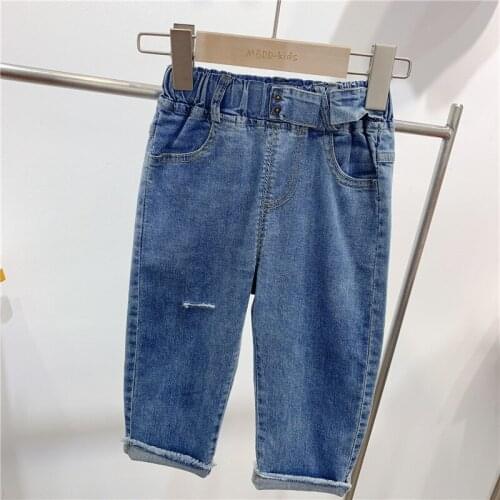 2 3 4 5 6 Year Unisex Toddler Jeans Korean Spring Autumn Denim Pants for Girls Baby Boy Trousers Casual Elastic Waist Kids Jeans