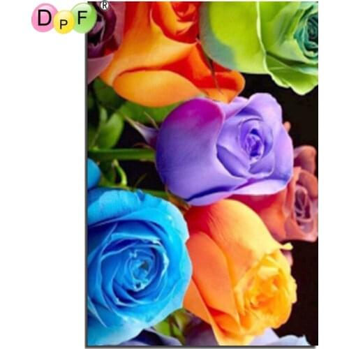 DPF 5D Colorful rose 3D DIY Diamond Painting full square drill Cross Stitch Embroidery rhinestones Home Decoration wall painting