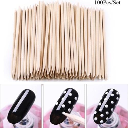 20pcs/set 100pcs/set 50pcs/set Women Lady Double End Nail Art Wood Stick Cuticle Pusher Remover Pedicure Nail Art Tool Set