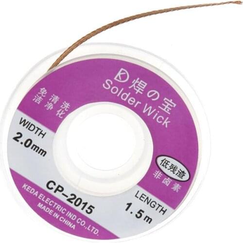 High Quality Solder Wick .2.0mm Desoldering Braid Solder Remover Wick Pure Oxygen-free Copper Wire Fluxed 1.5m/pcs