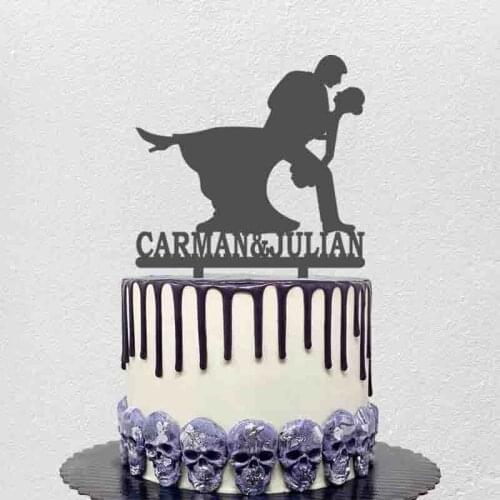 Custom Couples Name Bride and Groom Dancing Silhouettes For Wedding Party Cake Decoration Topper