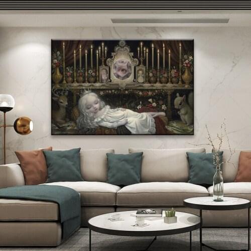 Canvas Art Oil Mark Ryden《Childish Strange Dark World》Painting Artwork Poster Picture Modern Wall Decor Home