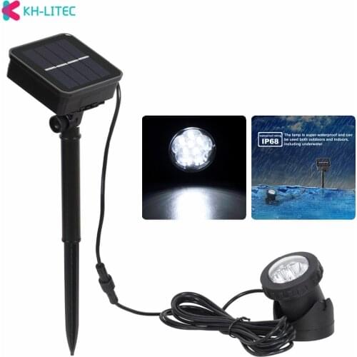 KHLITEC Solar Spotlights 6 LED Underwater Projection Lights Outdoor Lighting ip68 Garden Pond Pool Fishing Boat Spot Lamp Light