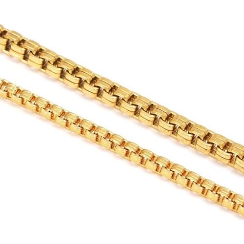 Bangrui Gold filled Jewelry Set For Women /Men Jewelry 4MM Box Link Chain Necklace Bracelet Set Party