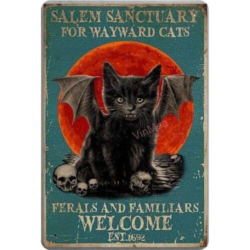 Lamina Sanctuary for Wayward Cats Retro Metal Tin Sign Plaque Poster Wall Decor Shabby Art Elegant Gift