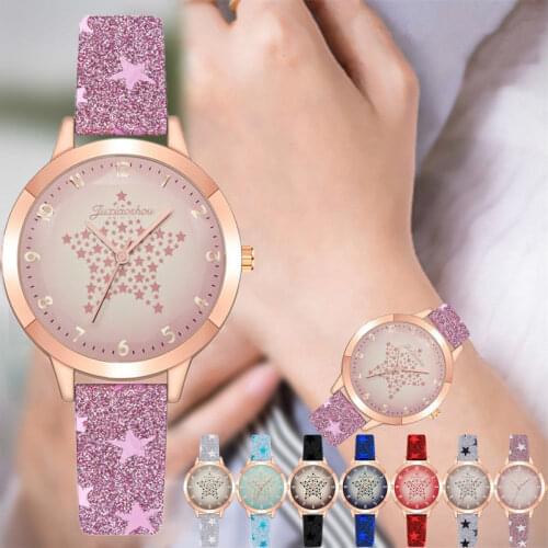 Fashion Women Watch Star Dial Quartz Watches Casual Matte Leather Strap Wristwatches Relogio Feminino