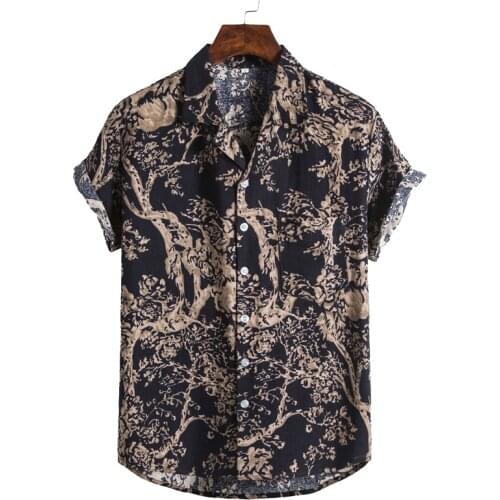 Print Shirts Men Short Sleeve Casual Oversized Shirt Summer Beach Holiday Hawaii Floral Camisas Flower Vacation Hawaiian Camisa