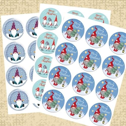 3.5cm/4.5cm Cute Funny Gnome Merry Christmas Stickers Xmas New Year Gift Decoration Sticker Greetings Seal Label