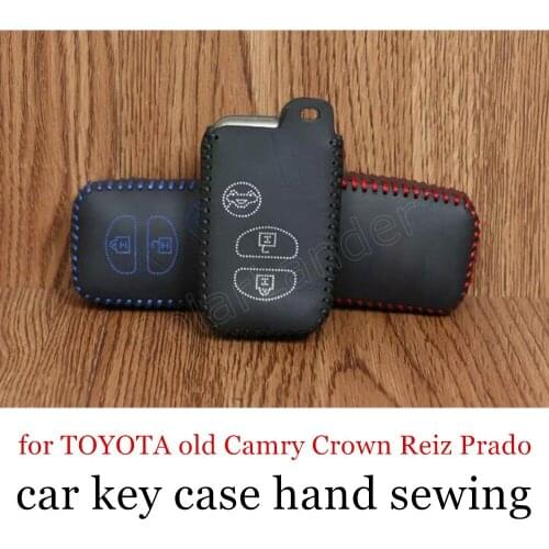 New arrival fit for T-OYOTA old C-amry C-rown R-eiz P-rado Genuine quality leather car key case cover Hand sewing DIY