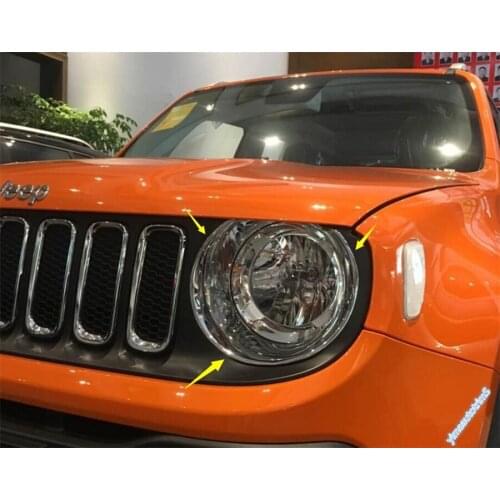 Lapetus Front Head Headlights Lights Lamp Cover Trim 2 Pcs Fit For Jeep Renegade 2015 2016 2017 2018 / ABS