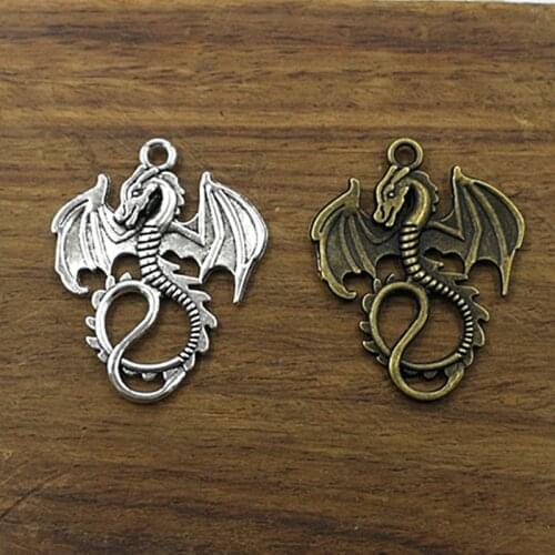 10pcs Charms dragon loong 34*27mm Tibetan Silver Plated Pendants Antique Jewelry Making DIY Handmade Craft