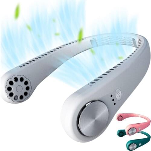 Portable Neck Fan - Rechargeable Portable Headphone Design Wearable Neckband Fan, 3 Level Air Flow, for Sports, Office and Outdo