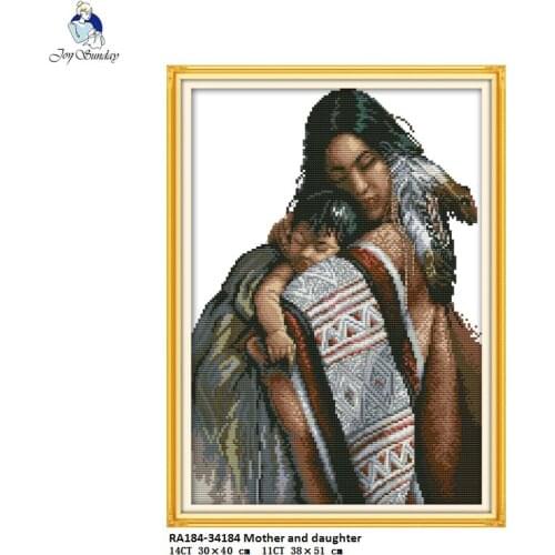 RA184 Mother and Daughter,Counted Printed on Fabric DMC 14CT 11CT Cross Stitch kits, Embroidery Needlework Sets Home Decor