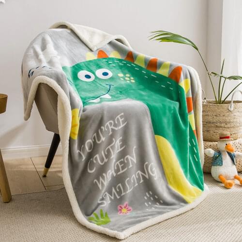 Sherpa Fleece Baby Blanket Bed Sheets Bedspread Blanket Cartoon Fleece Throw Blanket Winter Receiving Blanket 2Layers 100x140cm