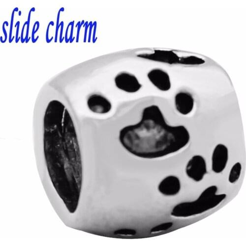 Slide charm Free shipping dogs necklace beads fit Pandora bracelet jewelry Valentines Day gift for Christmas