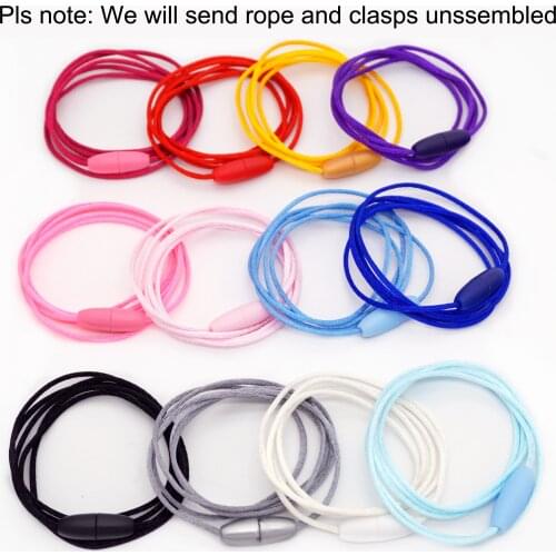 Sutoyuen 100pcs Silk Soft Satin Cord Solid Rope 2.0mm with Breakaway Clasps for Teething Necklace DIY Jewelry Making Bead Crafts