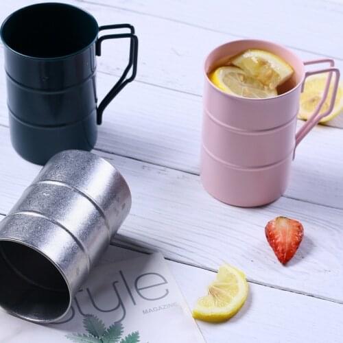 Japanese-style Vintage Stainless Stee Coffee Mug Tumbler Rust Glaze Tea Milk Beer Mug with Handle Water Cup Home Office