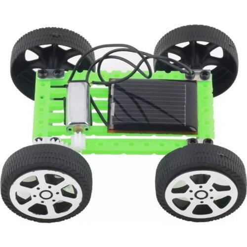 Green 1pcs Funny Mini Solar Powered Toy DIY Car Kit Children Educational Gadget Hobby