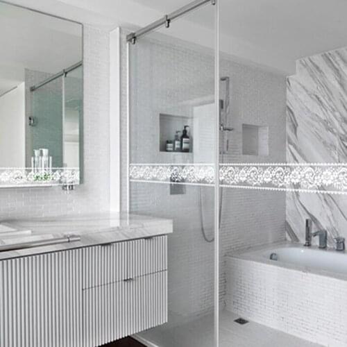 Bathroom Mirror Decorative Crown White Lace Transparent Detachable Wallpaper Border Shop Display Window Sticker