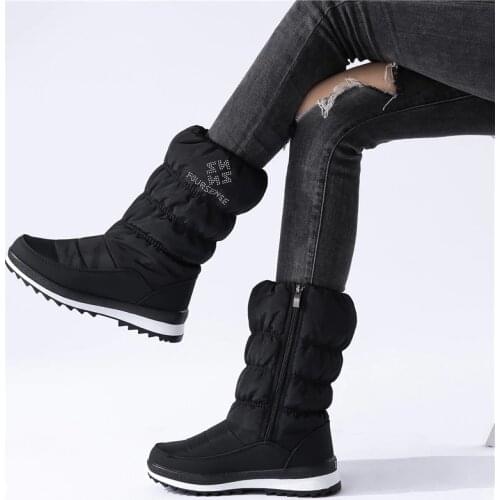 MORAZORA Plus size 36-41New 2020 Snow boots women zip rhinstone wedges mid calf down winter boots fashion warm fur boots female