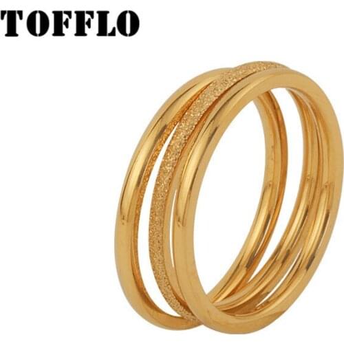 TOFFLO Stainless Steel Frosted Ring Three Rring Detachable Ring Female Fashion Jewelry BSA106