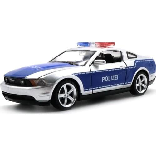 1/32 Ford Mustang GT German POLIZEI CAIPO MSZ Diecast Metal Model Car Toys for Kids Pull back Sound