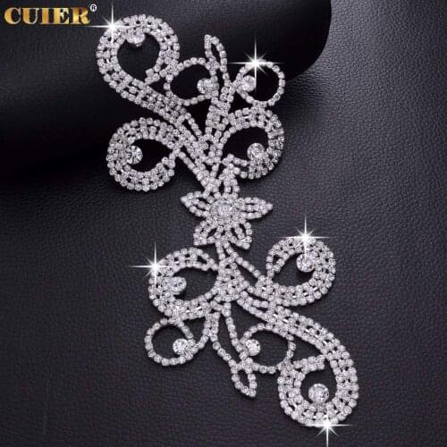 2pcs/lot Rhinestones flower bridal dress belt patches appliques crystal appliques for women DIY sewing accessories strass trim