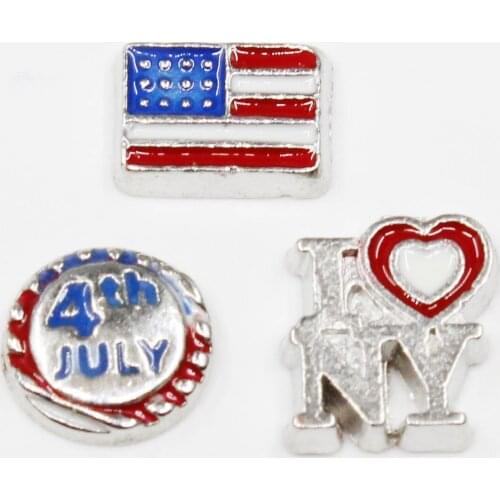 20pcs/lot USA Italy Turkey Flag Enamels Independence Day Floating Charms For Glass Lockets Memory Pendants Jewelry Accessories