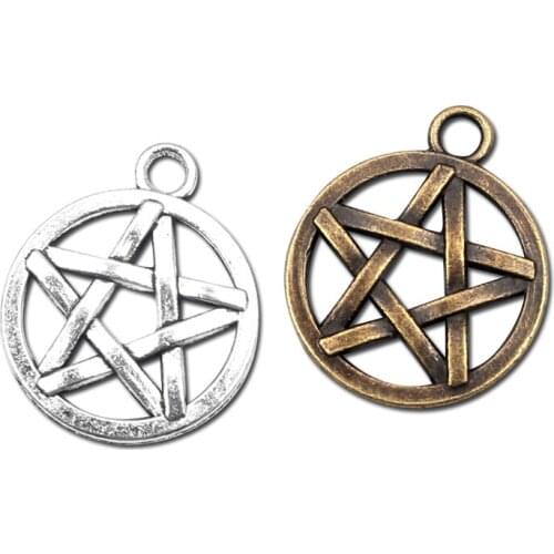 30pcs 20x17mm Five-pointed Star Charms With Ball Vintage Charms For Jewelry Making Bracelets Necklace DIY Metal Jewelry Finding