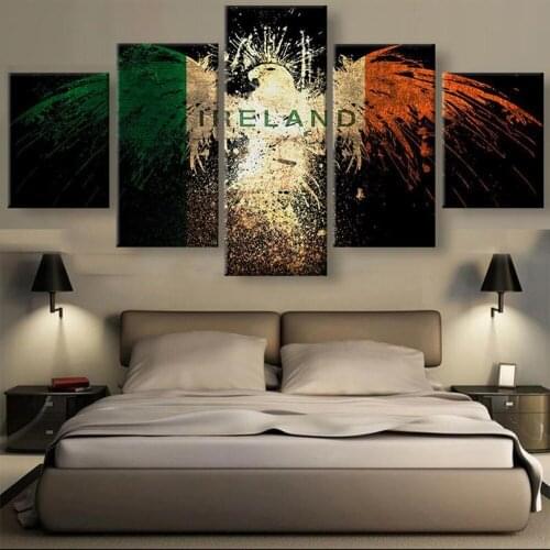 5 Piece HD Print Large Ireland Eagle Flag Poster Painting Canvas Wall Art Picture Home Decoration Living Room Canvas Painting