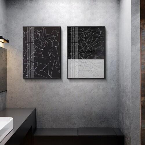 Abstract Body Line Modern Simple Black and White Lines Curve Canvas Painting Art Print Poster Home Bedroom Decor Wall Decoration