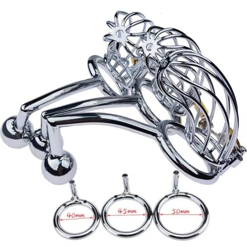 NEW Stainless Steel Anal Hook Butt Plug SEX Toys for Men Chastity Cage Penis Bondage Cock Ring Male Chastity Belt Accessories
