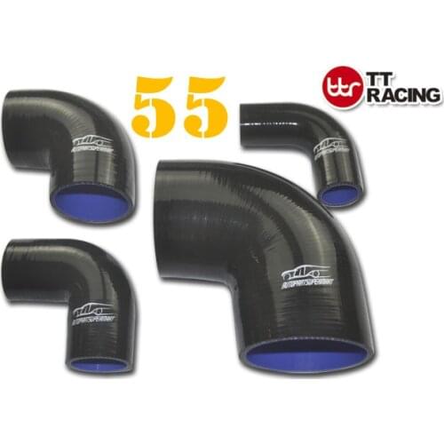 AUE90-55BK -4PLY Silicone 90 Degree Elbow supercharger Joiner Turbo Hose 55mm 2.15" 2 5/32" Black