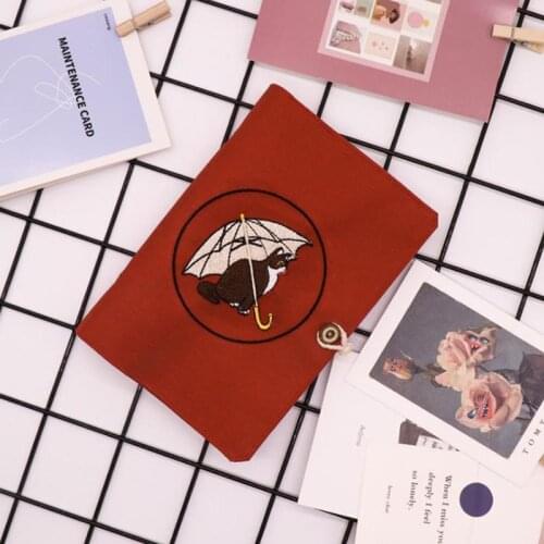 3D Cat Embroidered Loose leaf Notebook Cotton Washable Cover 6 Inner Travel Journal Diary A5 A6 Notepad Fresh Stationery Gift