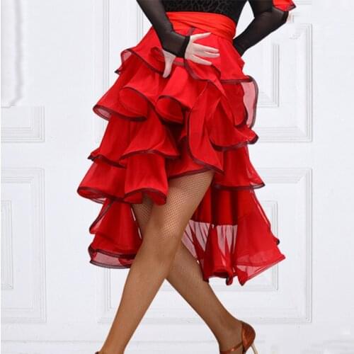 Latin Dance Skirt Adult Female Spanish Bullfight Skirt Bandage Hip Scarf Flamenco Performance Clothing Exercise Skirt DL5523