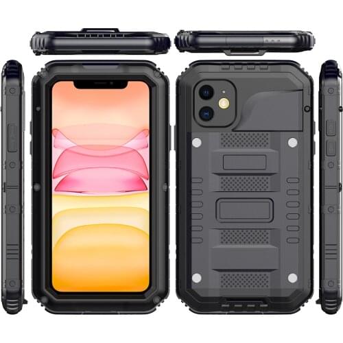 IPhone 11 Case Waterproof Metal Case Heavy Duty Built-in Screen Full Body Protective Shockproof Dustproof Military Grade Rugged