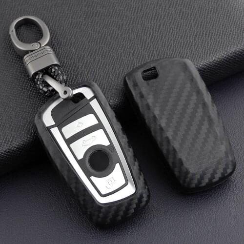 Carbon Fiber Look Car Key Case Cover Fob Holder For BMW 1 2 3 4 5 6 7 M Series X3 X4 F22 F30 F36 F10 F07 F12 F01 F26 Accessories