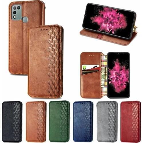 10Pcs PU Leather Wallet Flip Phone Cover TPU Lattice Case for Infinix Hot 10 Note 10 Smart 5 Hot 10 lite X657 Hot 10 Play