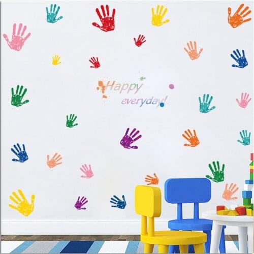 Color cartoon handprint wall sticker modern art mural bedroom living room wall decoration kids room decoration pvc