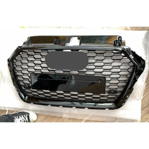 For RS3 Style Front Sport Hex Mesh Honeycomb Hood Grill Gloss Black for Audi A3/S3 8V 2017-2019 car accessories