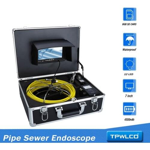 Endoscope Cameras 7in 23mm IP68 Waterproof Protable Industrial Pipe Pipeline Sewer Inspection Video Camera With 12 LED Light